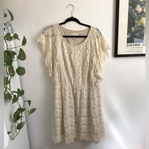 Cream Lace Mini Dress (Plus Size)